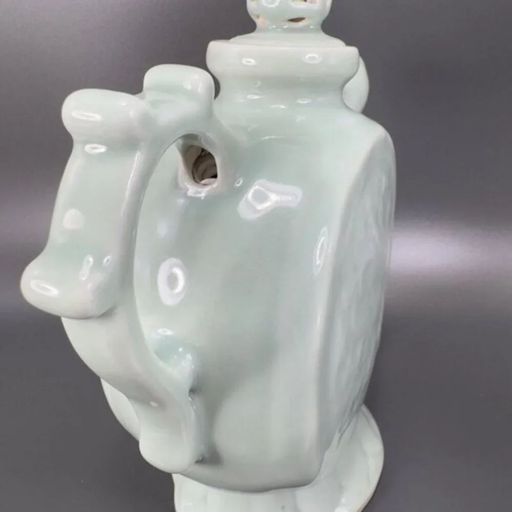 Vintage Chinese Celadon Teapot Phoenix Articulated‎ Lid Jug Carafe Light Green